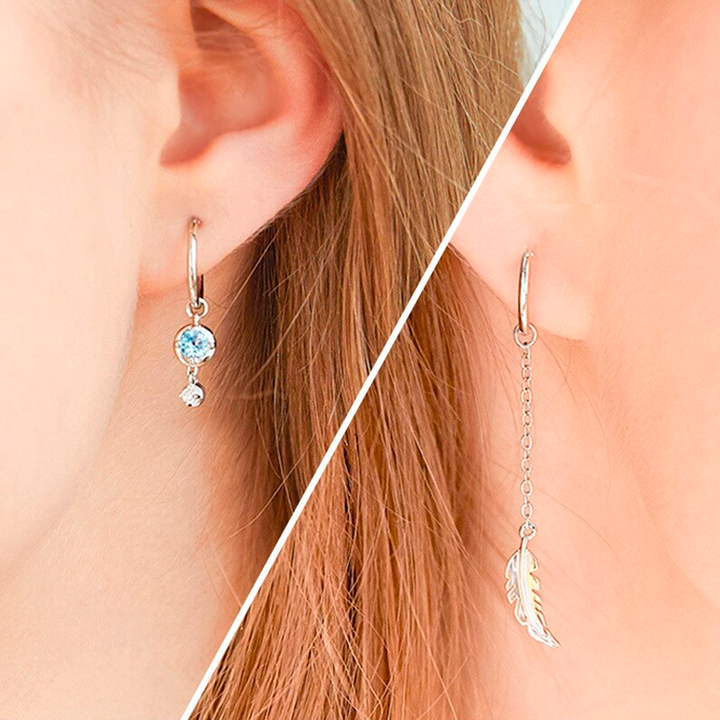 Asymmetrische Feder-Ohrringe - FeatherCharm 