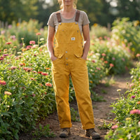 Bib-Front Dungarees With Chest Pocket - Amber