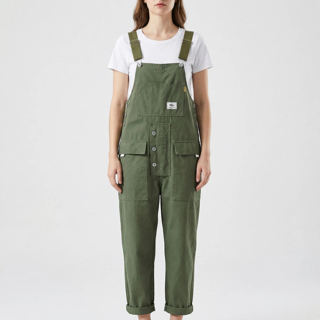 Bib-Front Dungarees With Chest Pocket - Amber