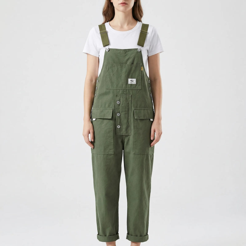 Bib-Front Dungarees With Chest Pocket - Amber