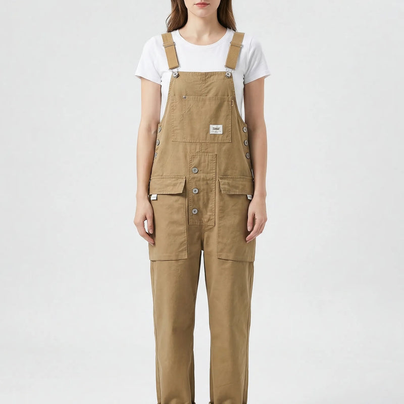 Bib-Front Dungarees With Chest Pocket - Amber