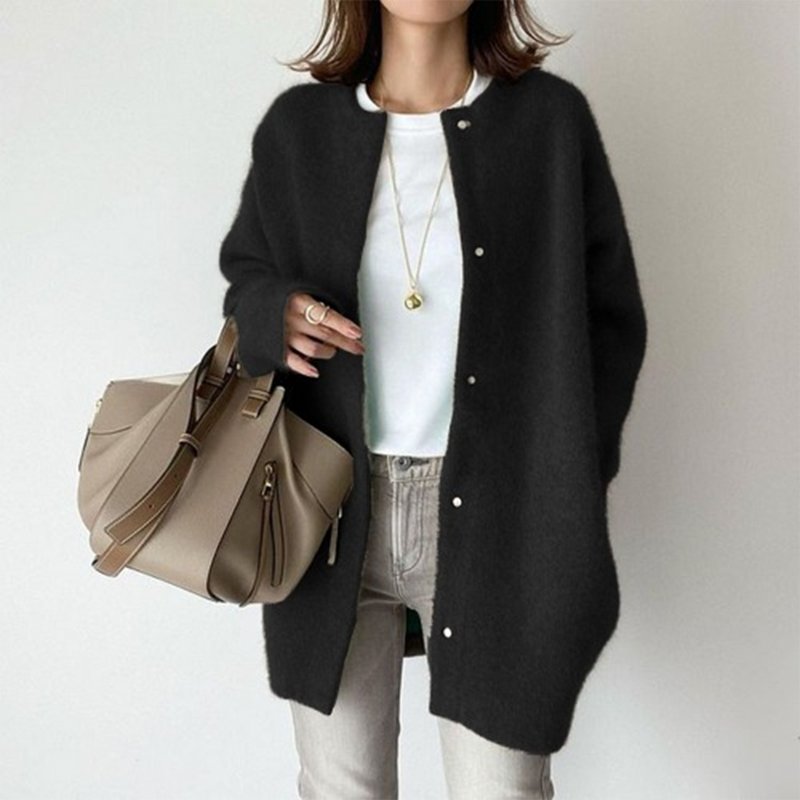 Lange Ärmel Damen Cardigan mit Taschen – Liora