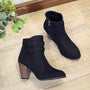 Block Heel Ankle Boot With Buckle Straps - Jenny