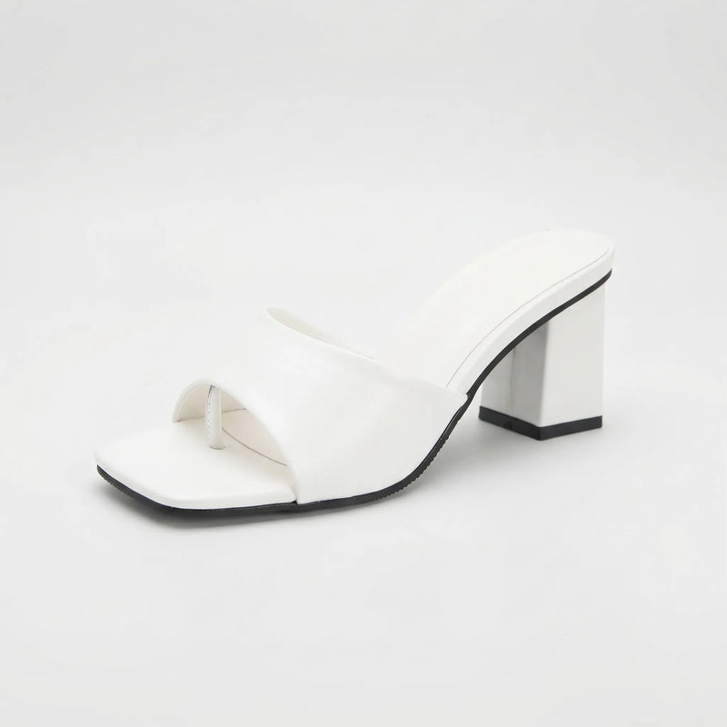Block Heel Open-Toe Mule Sandal - Irene