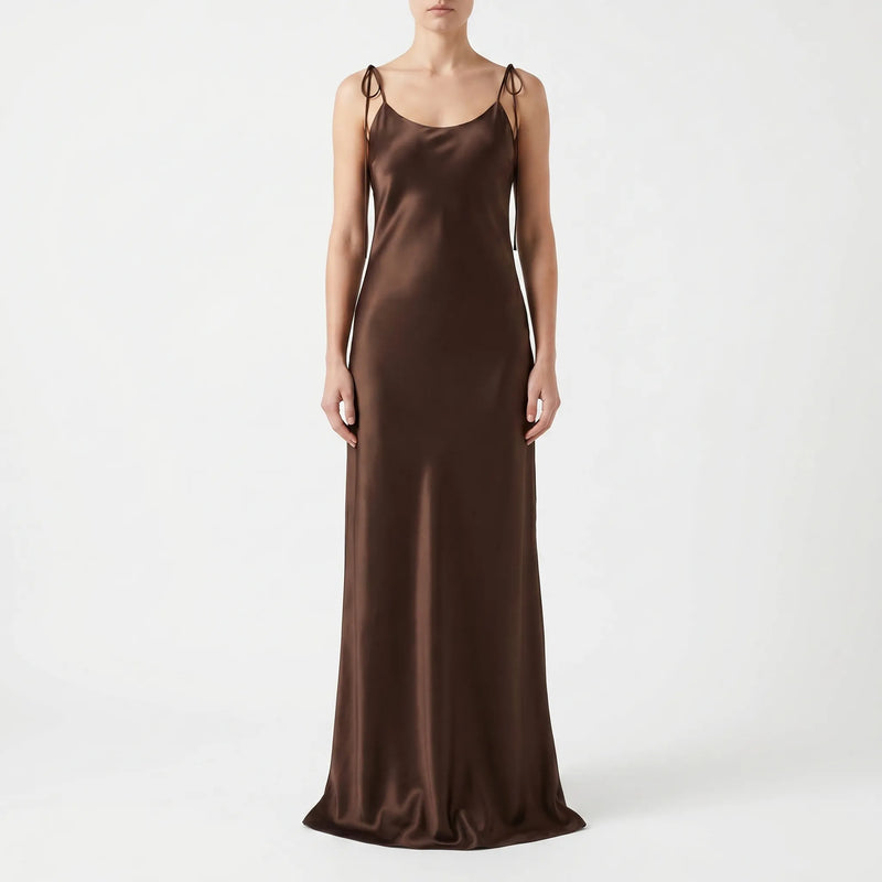 Bodenlanges Trägerkleid Mit Offenem Rücken -  Opal