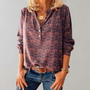 Vintage Damenbluse mit Knopfleiste und Print – Selina