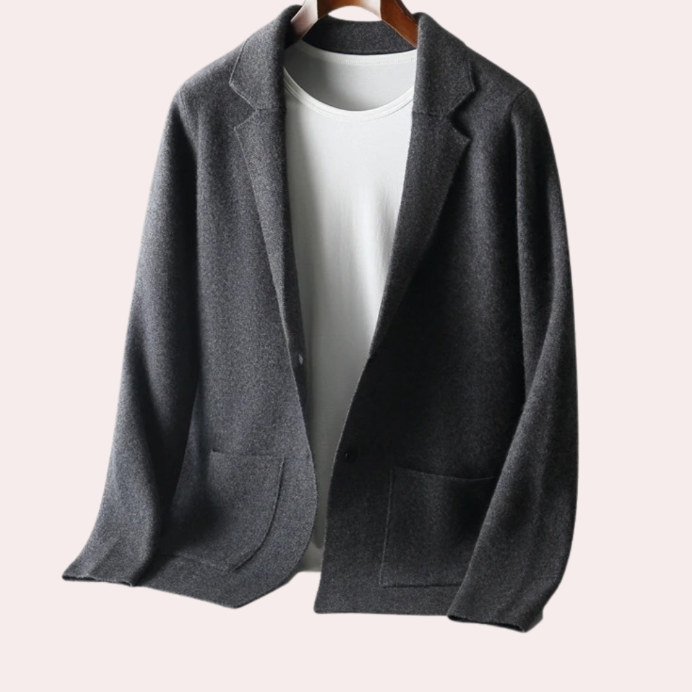 Herrenjacke aus 100 % Wolle mit Reverskragen und Eingrifftaschen – Ewan