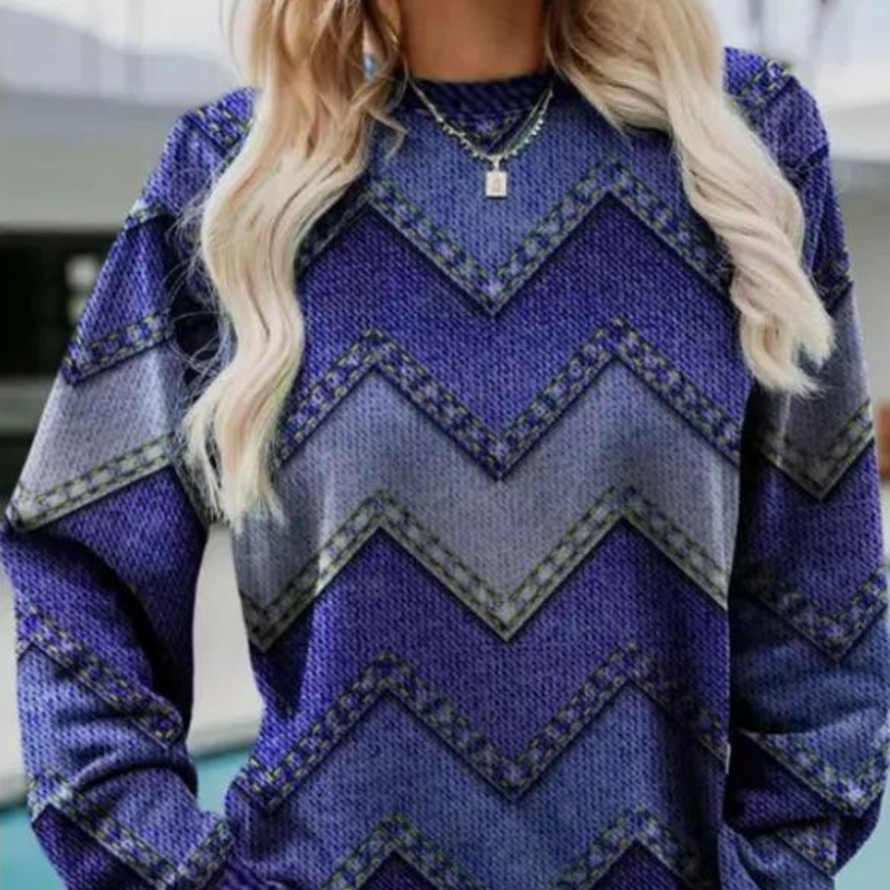 Strickpullover für Damen mit Chevron-Muster – Ylva