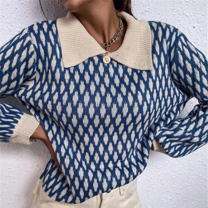 Strickpullover für Damen mit Kragen – Solveig