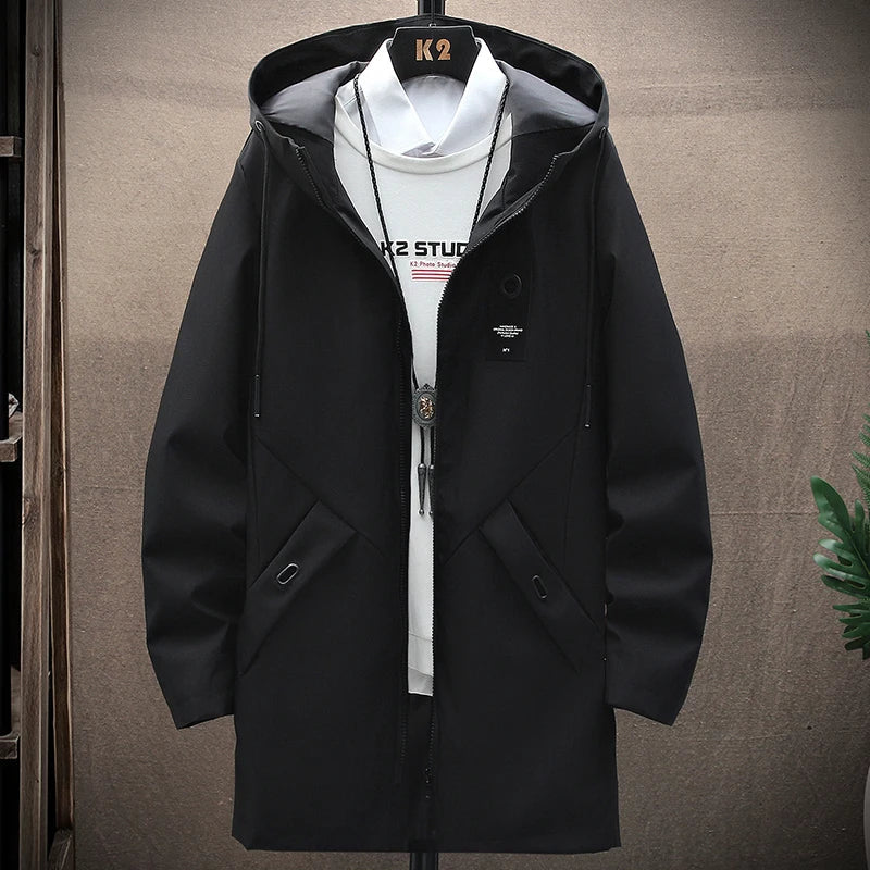 Herrenjacke mit Kapuze und langer Passform – Damian