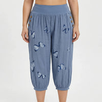 Caprihose Damen Mit Schmetterlings-Print In Großen Größen - Ella