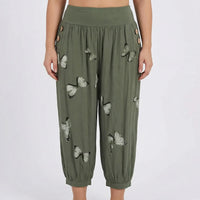 Caprihose Damen Mit Schmetterlings-Print In Großen Größen - Ella