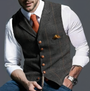 Checked Men's Waistcoat With Notch Lapel - Aubrey