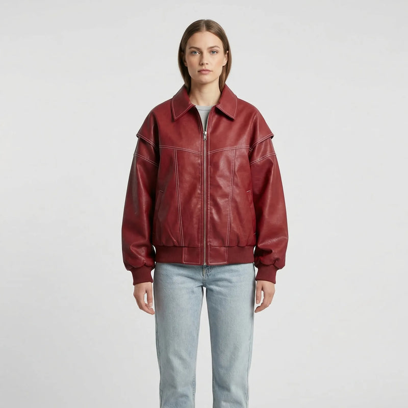 Contrast Stitch Faux-Finish Jacket - Tabitha