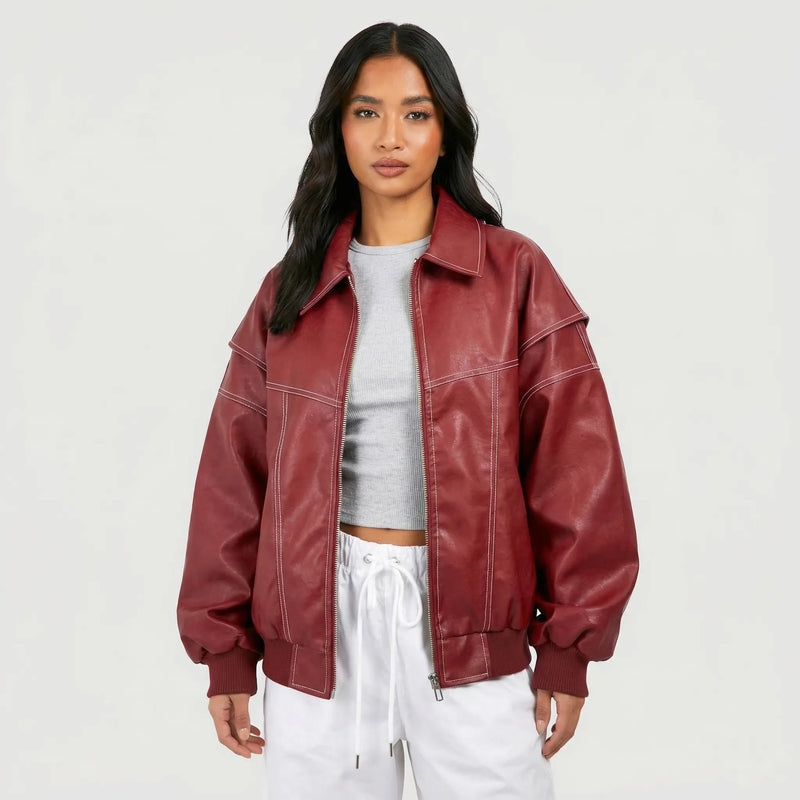 Contrast Stitch Faux-Finish Jacket - Tabitha