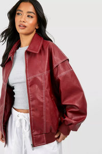 Contrast Stitch Faux-Finish Jacket - Tabitha