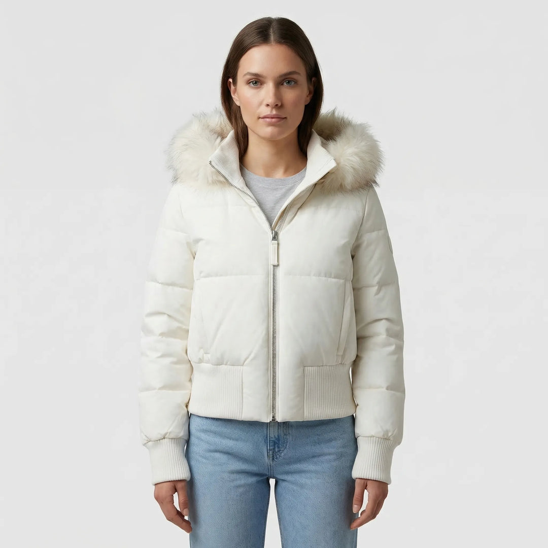Cropped Quilted Winter Jacket With Hood - Tracy