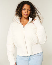 Cropped Quilted Winter Jacket With Hood - Tracy