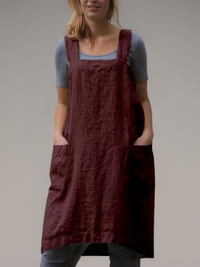 Crossback Pinafore Apron For Women - Heather