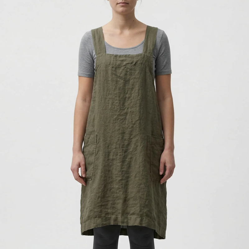 Crossback Pinafore Apron For Women - Heather