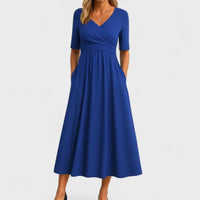 Crossover Wrap Midi Dress - Lucille