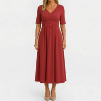 Crossover Wrap Midi Dress - Lucille