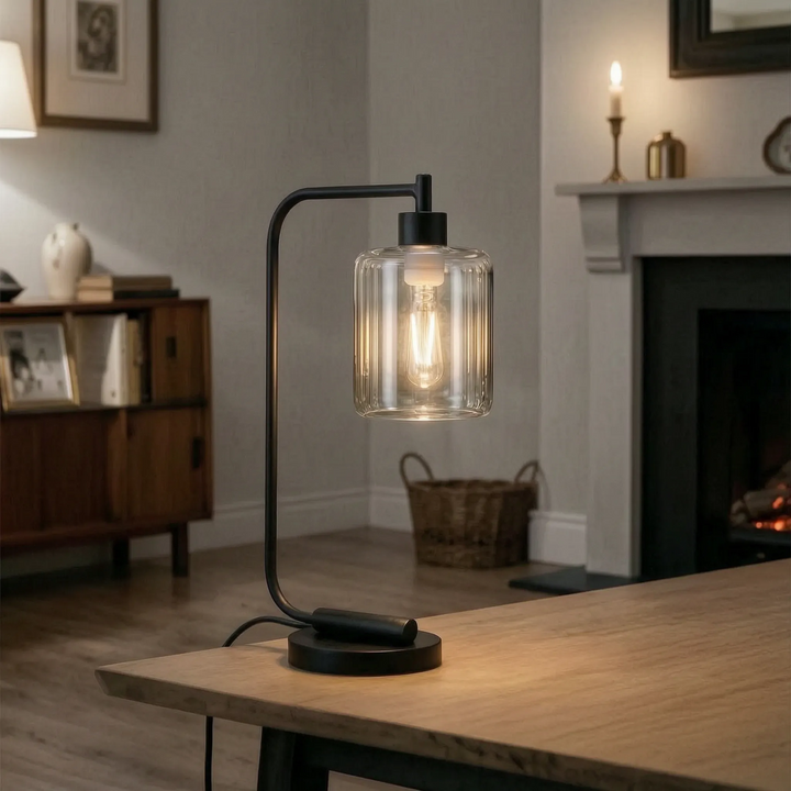 Cylindrical Glass Shade Table Lamp -  Stellox