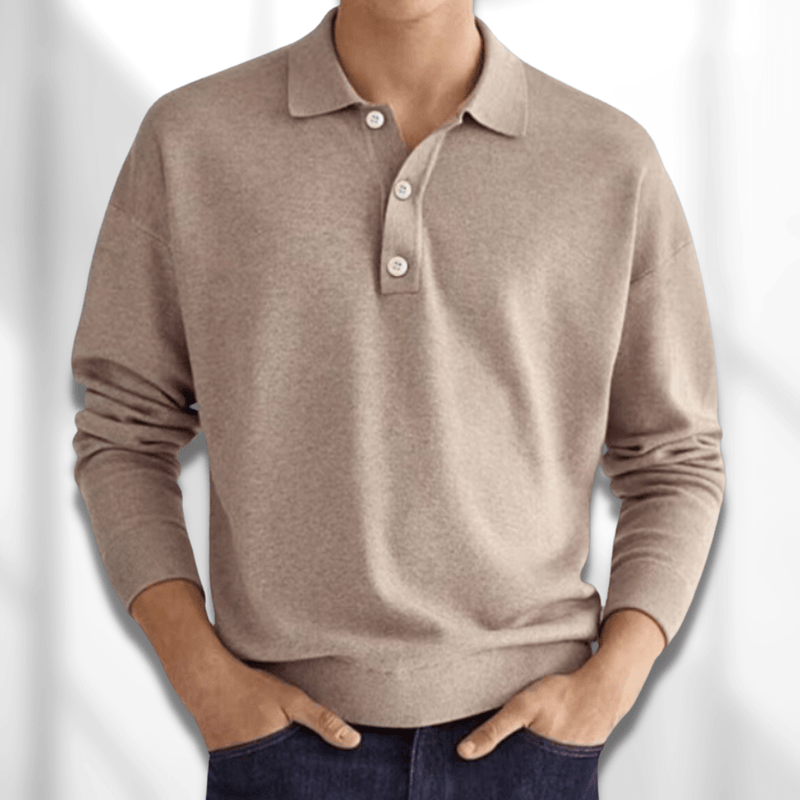 Herbstlicher Modern Fit Langarm-Herrenpolo – Lennard