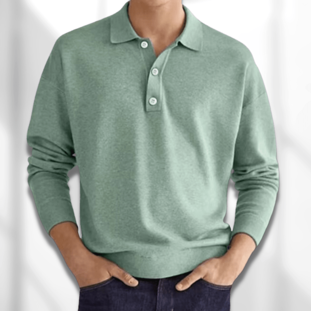 Herbstlicher Modern Fit Langarm-Herrenpolo – Lennard