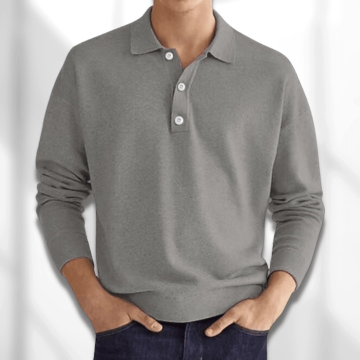 Herbstlicher Modern Fit Langarm-Herrenpolo – Lennard
