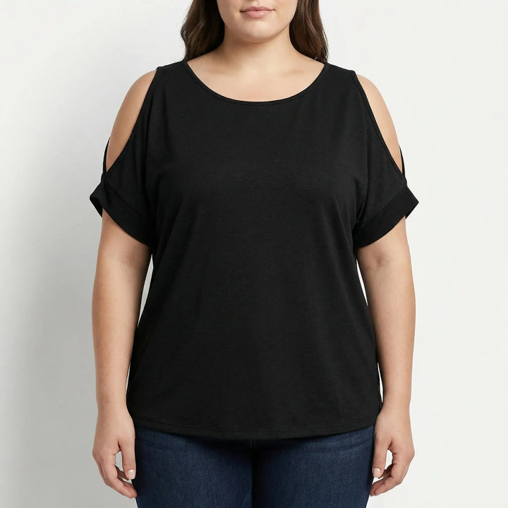 Damen T-Shirt In Großen Größen Mit Cold-Shoulder-Detail - Melissa