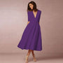 Deep V-Neck Midi Occasion Dress - Sophie