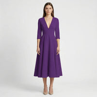 Deep V-Neck Midi Occasion Dress - Sophie