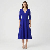 Deep V-Neck Midi Occasion Dress - Sophie