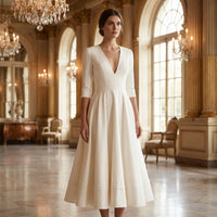 Deep V-Neck Midi Occasion Dress - Sophie