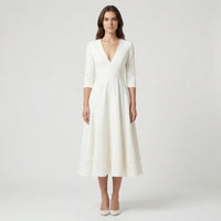 Deep V-Neck Midi Occasion Dress - Sophie