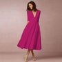 Deep V-Neck Midi Occasion Dress - Sophie