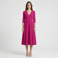 Deep V-Neck Midi Occasion Dress - Sophie