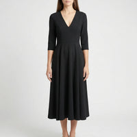 Deep V-Neck Midi Occasion Dress - Sophie