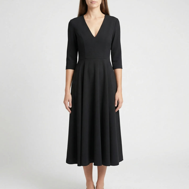 Deep V-Neck Midi Occasion Dress - Sophie