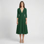 Deep V-Neck Midi Occasion Dress - Sophie