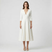 Deep V-Neck Midi Occasion Dress - Sophie