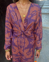 Deep V-Neck Wrap-Style Dress - Daisy