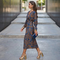 Deep V-Neck Wrap-Style Dress - Daisy