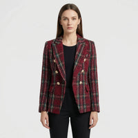 Double-Breasted Plaid Blazer For Women - Desiree