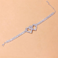 Double Heart Rhinestone Ankle Bracelet - Tricia