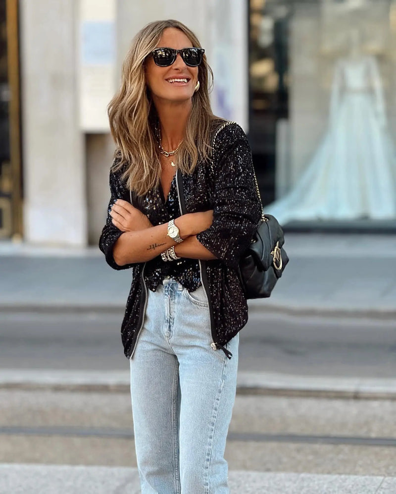 Trendige Damen Paillettenblazer für Frühling & Events – Soraya