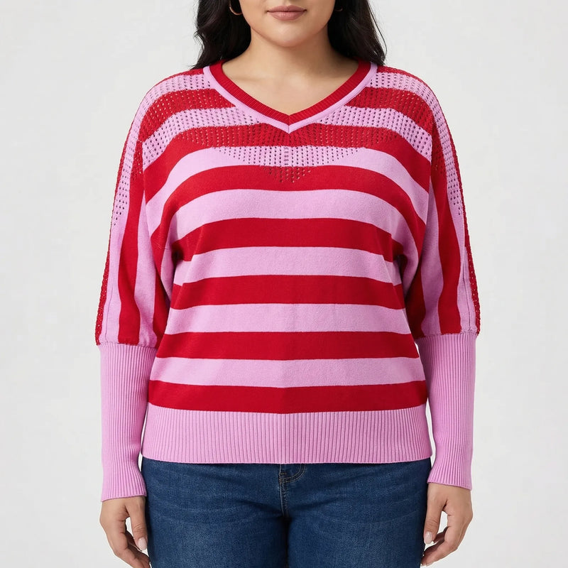 Eleganter Damenpullover Mit V-Ausschnitt In Großen Größen - Barbara