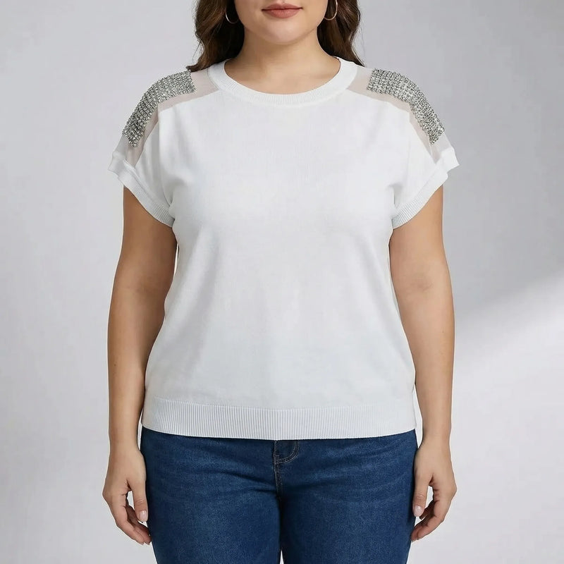 Eng Anliegendes Strickshirt Damen Mit Glitzernden Schultern - Laura