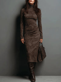 Figure-Hugging Midi Dress With High Neck - Peggy